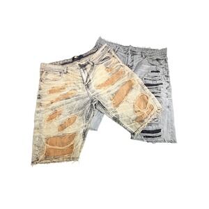 Men's Cotton On Legacy Edition Distressed Denim Shorts Size 36 Lot of 2 Raw Hem